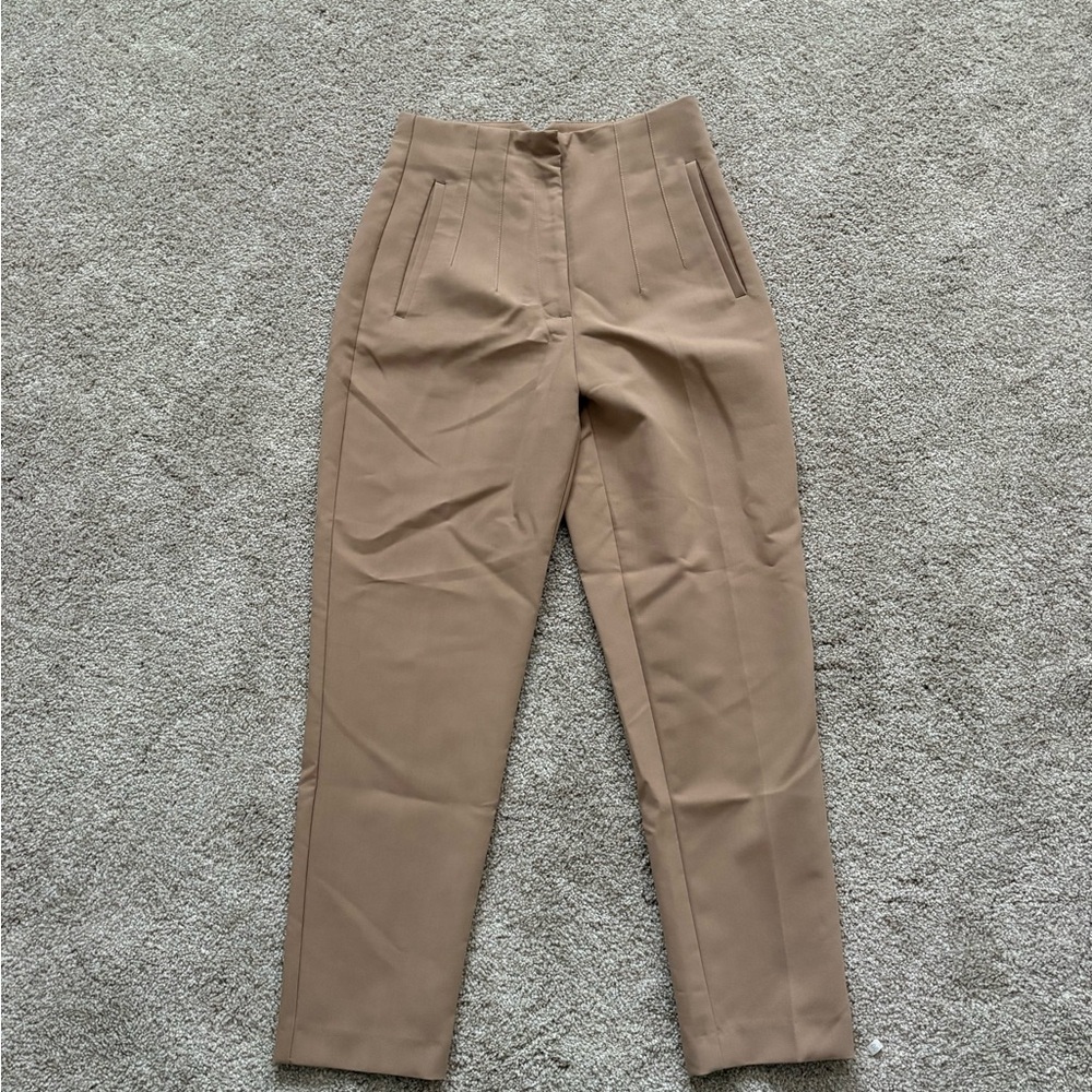 Zara Khaki High Rise Pants